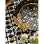 Блюдо черного цвета из фрафора на бронзовых ножках в виде стрекоз Eden Garden варинант исполнения - 5 | Loft Concept в Ростове-на-Дону