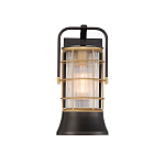 Настенный фонарь цилиндрической формы с рифленым стеклом в золотом каркасе на черном прямоугольном основании Eurofase варинант исполнения - 12 | Loft Concept в Ростове-на-Дону