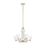 Люстра цвета никель с 6-ю рифлеными стеклянными плафонами и изогнутым каркасом Kichler варинант исполнения - 2 | Loft Concept в Ростове-на-Дону