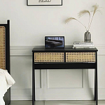 Дизайнерский письменный стол матово-чёрного цвета с 2-мя плетеными ящиками Glade Desk варинант исполнения - 2 | Loft Concept в Ростове-на-Дону