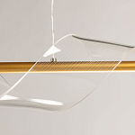 Люстра линейная золотистого цвета с двумя прозрачными волнистыми элементами Wave Line варинант исполнения - 9 | Loft Concept в Ростове-на-Дону