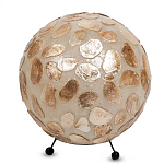 Настольная лампа из перламутра на металлическом каркасе Indonesian Circle варинант исполнения - 3 | Loft Concept в Ростове-на-Дону