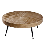 Журнальный столик с круглой фактурной столешницей из натурального дерева Vortex варинант исполнения - 1 | Loft Concept в Ростове-на-Дону