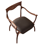 Стул деревянный с мягким сиденьем из коричневой натуральной кожи Moon Walnut Furniture варинант исполнения - 13 | Loft Concept в Ростове-на-Дону