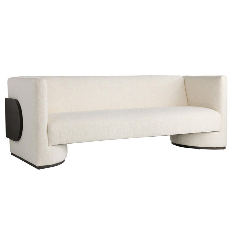Трехместный диван Florida Sofa с элегантным деревянным декором Белый Черный Трехместный диван Florida Sofa с элегантным деревянным декором Белый Черный в Ростове-на-Дону | Loft Concept