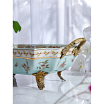 Блюдо прямоугольное из голубого фарфора с ручками и рисунком птиц и цветов Blue Garden варинант исполнения - 4 | Loft Concept в Ростове-на-Дону