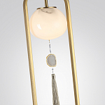 Торшер с шарообразным плафоном из белого стекла с подвеской из камня и длинной кисточкой Agatelle варинант исполнения - 4 | Loft Concept в Ростове-на-Дону