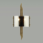 Бра с изогнутым плафоном на бронзовом основании с вертикальным декором из металлических трубок Sohne варинант исполнения - 3 | Loft Concept в Ростове-на-Дону