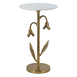 Столик с золотистым основанием в виде цветка и круглой мраморной столешницей Golden Snowdrop варинант исполнения - 1 | Loft Concept в Ростове-на-Дону