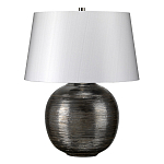 Настольная лампа с круглым фарфоровым основанием ручной работы с покрытием глазурью и белым абажуром из искусственного шелка Elstead Lighting варинант исполнения - 1 | Loft Concept в Ростове-на-Дону