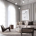 Подвесной светильник в форме дуги с белыми шарообразными плафонами Flos Wireline Lighting варинант исполнения - 4 | Loft Concept в Ростове-на-Дону