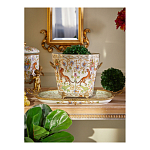 Кашпо с растительным и животным орнаментом на бронзовых ножках Turquoise Blooming Garden варинант исполнения - 5 | Loft Concept в Ростове-на-Дону