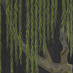 Обои ручная роспись Willow Original colourway on Edo Night painted silk варинант исполнения - 1 | Loft Concept в Ростове-на-Дону