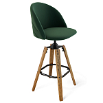 Барный стул со спинкой и металлической подставкой на 4-х деревянных ножках Зеленый Велюр Vendramin Chair варинант исполнения - 1 | Loft Concept в Ростове-на-Дону