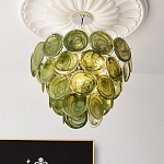Люстра из зеленых стеклянных дисков с перламутровым эффектом Green Glowing Glaze варинант исполнения - 4 | Loft Concept в Ростове-на-Дону