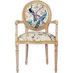 Полукресло из массива бука бежевое с изображением птиц и цветов Beige Green Chinoiserie Garden Chair варинант исполнения - 1 | Loft Concept в Ростове-на-Дону