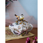 Шкатулка фиолетового цвета с рисунком бабочек и крышкой с фигуркой птицы на ветке Eden Garden варинант исполнения - 7 | Loft Concept в Ростове-на-Дону