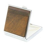 Таблетница карманная квадратная с 4-мя отделениями с зеркалом и накладкой из натурального камня Тигровый глаз Silver Stone Pillboxes варинант исполнения - 2 | Loft Concept в Ростове-на-Дону