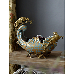 Чаша голубого цвета с оранментом и и бронзовыми фигурами леопардов Eden Garden варинант исполнения - 6 | Loft Concept в Ростове-на-Дону