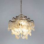 Люстра подвесная с белыми перламутровыми подвесками и изогнутыми золотистыми элементами Диаметр 50 см SHELL Chandelier варинант исполнения - 2 | Loft Concept в Ростове-на-Дону