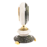 Часы настольные бронзовые из натуральных камней Мрамор и Змеевик Stone Clock варинант исполнения - 9 | Loft Concept в Ростове-на-Дону