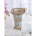 Ваза голубого цвета из фарфора с цветочным рисунком и бронзовой стрекозой Blue Garden варинант исполнения - 7 | Loft Concept в Ростове-на-Дону