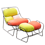 Дизайнерское разноцветное кресло на металлическом каркасе с подставкой для ног Poltronova Plasma Armchair варинант исполнения - 2 | Loft Concept в Ростове-на-Дону