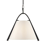 Подвесной светильник в форме конуса с белым тканевым абажуром и чёрным каркасом Stylish Solution варинант исполнения - 1 | Loft Concept в Ростове-на-Дону